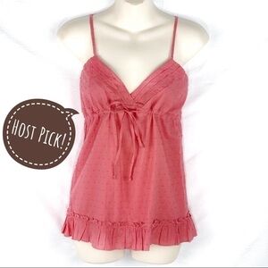 New-pathway LA Boutique Brand, Swiss Dot Cotton, Strappy  Front Tie Camisole Top